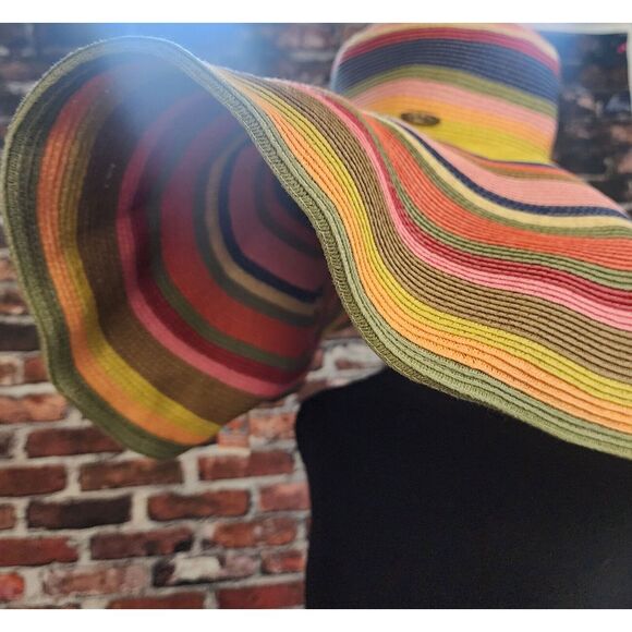 Scala, Oversized, Beach Hat, Multicolor Striped Women's Accessory - Picture 4 of 15